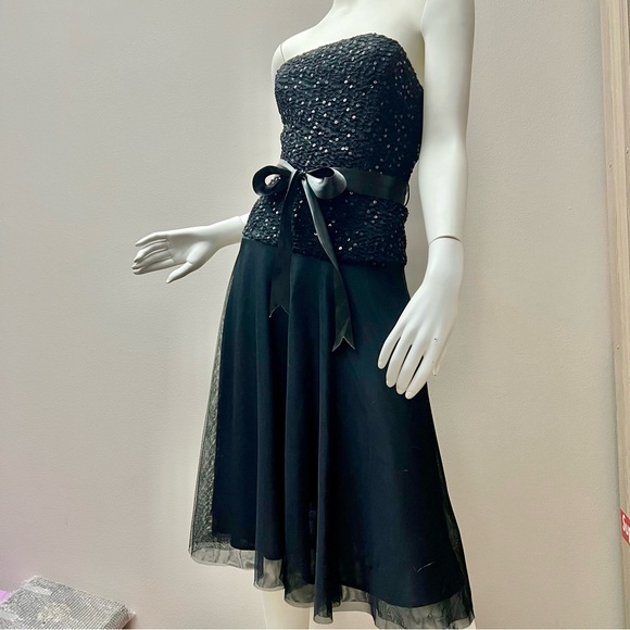 CACHE Black Belted Dress with Sequins Size S - Picture 4 of 7